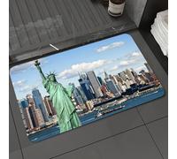 DALEXHM Tapis de Bain 50x80 cm, antidérapant,Doux,Absorbant l'eau,en Microfibre,pour la Salle de Bain,Lavable en Machine,New York, Statue de la Liberté dans Le Port Urbain de New York. Impression cél