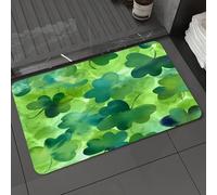 DALEXHM Tapis de Bain 50x80 cm, antidérapant,Doux,Absorbant l'eau,en Microfibre,pour la Salle de Bain,Lavable en Machine,Un Motif de Fond sans raccord avec des trèfles Aquarelle dessinés à la Main au