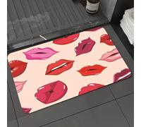 DALEXHM Tapis de Bain 50x80 cm, antidérapant,Doux,Absorbant l'eau,en Microfibre,pour la Salle de Bain,Lavable en Machine,Baiser, Couleurs vibrantes, Lèvres Sexy, Glamour, Mode, Cosmétiques, Maquillag