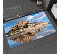 DALEXHM Tapis de Bain 50x80 cm, antidérapant,Doux,Absorbant l'eau,en Microfibre,pour la Salle de Bain,Lavable en Machine,Magnifiques Vues du célèbre château du Mont-Saint-Michel en Normandie, France