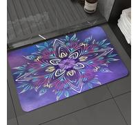 DALEXHM Tapis de Bain 50x80 cm, antidérapant,Doux,Absorbant l'eau,en Microfibre,pour la Salle de Bain,Lavable en Machine,Mandalas, fractales, Art Spatial, Fleurs Violettes, Fond géométrique, Carte po