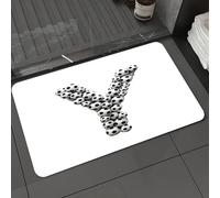 DALEXHM Tapis de Bain 50x80 cm, antidérapant,Doux,Absorbant l'eau,en Microfibre,pour la Salle de Bain,Lavable en Machine,Lettre L. Police de caractères inspirée d'un Ballon de Football, isolée sur fo