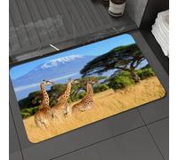 DALEXHM Tapis de Bain 50x80 cm, antidérapant,Doux,Absorbant l'eau,en Microfibre,pour la Salle de Bain,Lavable en Machine,Parc National du Kenya, Afrique, Faune Sauvage, Safari Nature, girafes en Mont