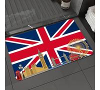 DALEXHM Tapis de Bain 50x80 cm, antidérapant,Doux,Absorbant l'eau,en Microfibre,pour la Salle de Bain,Lavable en Machine,Drapeau nnique, Monuments londoniens sous Le Drapeau National