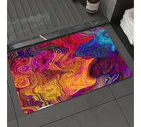 DALEXHM Tapis de Bain 50x80 cm, antidérapant,Doux,Absorbant l'eau,en Microfibre,pour la Salle de Bain,Lavable en Machine,Série Color in Motion. Un Motif Abstrait réalisé à partir de Peinture Liquide,