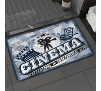 DALEXHM Tapis de Bain 50x80 cm, antidérapant,Doux,Absorbant l'eau,en Microfibre,pour la Salle de Bain,Lavable en Machine,Thème de Film, Design d'affiche de Film rétro avec caméra, Clap et Popcorn, él