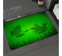 DALEXHM Tapis de Bain 50x80 cm, antidérapant,Doux,Absorbant l'eau,en Microfibre,pour la Salle de Bain,Lavable en Machine,Décoration Animale, Silhouette d'ombre de Grenouille sur Une Feuille de banani