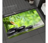 DALEXHM Tapis de Bain 50x80 cm, antidérapant,Doux,Absorbant l'eau,en Microfibre,pour la Salle de Bain,Lavable en Machine,Nature Morte Spa avec Fontaine de Bambou et Pierre Zen dans l'eau - Impression