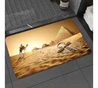 DALEXHM Tapis de Bain 50x80 cm, antidérapant,Doux,Absorbant l'eau,en Microfibre,pour la Salle de Bain,Lavable en Machine,Feuille, Voyageurs égyptiens Pyramide du désert