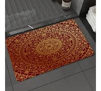 DALEXHM Tapis de Bain 50x80 cm, antidérapant,Doux,Absorbant l'eau,en Microfibre,pour la Salle de Bain,Lavable en Machine,Marron, œuvre d'art Arabe Antique, Ornement Rond inspiré du Mandala Oriental,