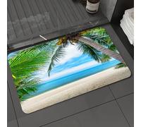 DALEXHM Tapis de Bain 50x80 cm, antidérapant,Doux,Absorbant l'eau,en Microfibre,pour la Salle de Bain,Lavable en Machine, Écurie océanique, à l'ombre d'un cocotier