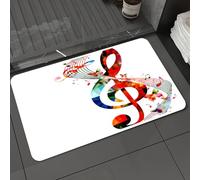 DALEXHM Tapis de Bain 50x80 cm, antidérapant,Doux,Absorbant l'eau,en Microfibre,pour la Salle de Bain,Lavable en Machine,Musique, Travail avec Les Notes de Musique, Chanson Rythmique, ornemental, Cou