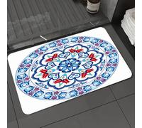 DALEXHM Tapis de Bain 50x80 cm, antidérapant,Doux,Absorbant l'eau,en Microfibre,pour la Salle de Bain,Lavable en Machine,Motifs Floraux de Carreaux Ottomans Anciens turcs