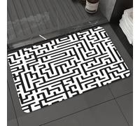 DALEXHM Tapis de Bain 50x80 cm, antidérapant,Doux,Absorbant l'eau,en Microfibre,pour la Salle de Bain,Lavable en Machine,Fond Abstrait en Noir et Blanc avec Un Labyrinthe Complexe.