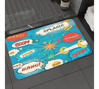 DALEXHM Tapis de Bain 50x80 cm, antidérapant,Doux,Absorbant l'eau,en Microfibre,pour la Salle de Bain,Lavable en Machine,Bandes dessinées Pop, Effets sonores pour Une Voix inspirante, BD et Animation