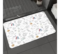 DALEXHM Tapis de Bain 50x80 cm, antidérapant,Doux,Absorbant l'eau,en Microfibre,pour la Salle de Bain,Lavable en Machine,Motif sans Couture de Physique et de Science avec des éléments de Croquis. Ill