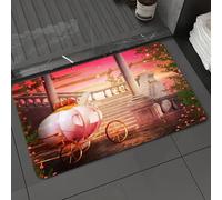 DALEXHM Tapis de Bain 50x80 cm, antidérapant,Doux,Absorbant l'eau,en Microfibre,pour la Salle de Bain,Lavable en Machine,Affiche décorative pour Enfants, Style Conte de fées, Princesse, Palais, carro