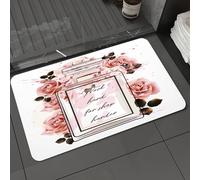 DALEXHM Tapis de Bain 50x80 cm, antidérapant,Doux,Absorbant l'eau,en Microfibre,pour la Salle de Bain,Lavable en Machine,Magnifique Illustration de Mode avec Un Flacon de Parfum Rose et des Roses, da