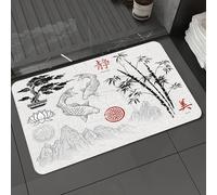 DALEXHM Tapis de Bain 50x80 cm, antidérapant,Doux,Absorbant l'eau,en Microfibre,pour la Salle de Bain,Lavable en Machine,Éléments de Design Japonais - Illustration vectorielle
