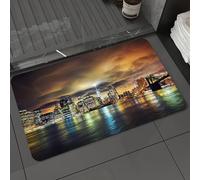 DALEXHM Tapis de Bain 50x80 cm, antidérapant,Doux,Absorbant l'eau,en Microfibre,pour la Salle de Bain,Lavable en Machine,Vue de Manhattan au Coucher du Soleil, New York.