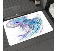 DALEXHM Tapis de Bain 50x80 cm, antidérapant,Doux,Absorbant l'eau,en Microfibre,pour la Salle de Bain,Lavable en Machine,Peinture à l'aquarelle et à l'encre représentant Une méduse. Illustration Arti