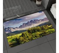 DALEXHM Tapis de Bain 50x80 cm, antidérapant,Doux,Absorbant l'eau,en Microfibre,pour la Salle de Bain,Lavable en Machine,Les Alpes, des Sommets escarpés, des Champs et des forêts verdoyants, des Pays