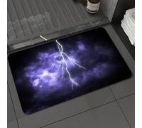 DALEXHM Tapis de Bain 50x80 cm, antidérapant,Doux,Absorbant l'eau,en Microfibre,pour la Salle de Bain,Lavable en Machine,Éclair au EU de Nuages menaçants. Un éclair Frappe Le Ciel Sombre et Nuageux.