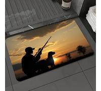 DALEXHM Tapis de Bain 50x80 cm, antidérapant,Doux,Absorbant l'eau,en Microfibre,pour la Salle de Bain,Lavable en Machine,Décoration de Chasse, thème Chasse au gibier à Plumes avec Fusil et Chien en t