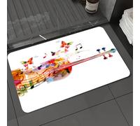 DALEXHM Tapis de Bain 50x80 cm, antidérapant,Doux,Absorbant l'eau,en Microfibre,pour la Salle de Bain,Lavable en Machine,Décoration Musicale, Violoncelle et Joyeux Papillons d'été