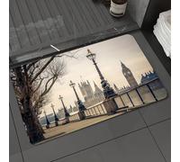 DALEXHM Tapis de Bain 50x80 cm, antidérapant,Doux,Absorbant l'eau,en Microfibre,pour la Salle de Bain,Lavable en Machine,Londres, Big Ben et Le Parlement sur Les quais avec des lanternes rétro (Image