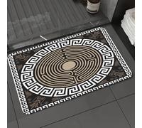 DALEXHM Tapis de Bain 50x80 cm, antidérapant,Doux,Absorbant l'eau,en Microfibre,pour la Salle de Bain,Lavable en Machine,Motifs grecs, Frises grecques et Vagues sur Fond Sombre, Style rétro Vintage
