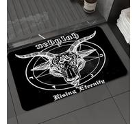 DALEXHM Tapis de Bain 50x80 cm, antidérapant,Doux,Absorbant l'eau,en Microfibre,pour la Salle de Bain,Lavable en Machine,Illustration vectorielle d'une tête de bouc démoniaque Baphomet, dessinée à la
