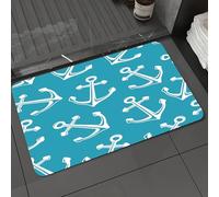 DALEXHM Tapis de Bain 50x80 cm, antidérapant,Doux,Absorbant l'eau,en Microfibre,pour la Salle de Bain,Lavable en Machine,Ancre, Motif stylisé, croisière, Navigation, océan, mer, Voyage, Design Vintag