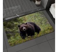 DALEXHM Tapis de Bain 50x80 cm, antidérapant,Doux,Absorbant l'eau,en Microfibre,pour la Salle de Bain,Lavable en Machine,Ours géant des forêts Sauvages, Ours Brun foncé, forêt Sauvage, Apparence impo