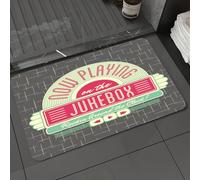 DALEXHM Tapis de Bain 60x100cm, antidérapant,Doux,Absorbant l'eau,en Microfibre,pour la Salle de Bain,Lavable en Machine,Affiche de Jukebox rétro en Noir et Blanc, Style Vieux Film
