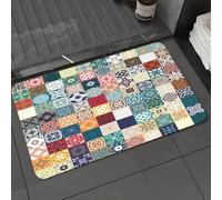 DALEXHM Tapis de Bain 60x100cm, antidérapant,Doux,Absorbant l'eau,en Microfibre,pour la Salle de Bain,Lavable en Machine,Recueil de modèles de Carreaux de céramique, Compilation de carrés de Carreaux