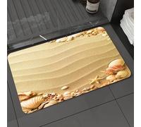 DALEXHM Tapis de Bain 60x100cm, antidérapant,Doux,Absorbant l'eau,en Microfibre,pour la Salle de Bain,Lavable en Machine,Beige, Coquillages sur Une Plage Tropicale d'Hawaï, étoiles de mer
