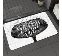 DALEXHM Tapis de Bain 60x100cm, antidérapant,Doux,Absorbant l'eau,en Microfibre,pour la Salle de Bain,Lavable en Machine,Design sur Le thème des Boissons, graphismes de Verres à vin en Noir et Blanc,