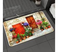 DALEXHM Tapis de Bain 60x100cm, antidérapant,Doux,Absorbant l'eau,en Microfibre,pour la Salle de Bain,Lavable en Machine,Une Petite Ville du sud de l'europe, avec Ses Murs Fleuris, Ses Cours intérieu