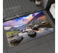 DALEXHM Tapis de Bain 60x100cm, antidérapant,Doux,Absorbant l'eau,en Microfibre,pour la Salle de Bain,Lavable en Machine,Paysages naturels de Montagnes et de Lacs