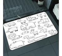 DALEXHM Tapis de Bain 60x100cm, antidérapant,Doux,Absorbant l'eau,en Microfibre,pour la Salle de Bain,Lavable en Machine,Livre de coloriage pour Chambre d'enfant, Animaux Sauvages dans Un Style safar