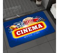 DALEXHM Tapis de Bain 60x100cm, antidérapant,Doux,Absorbant l'eau,en Microfibre,pour la Salle de Bain,Lavable en Machine,Modèle de Conception de cinéma avec Popcorn, Boisson, Claquettes et Autres obj