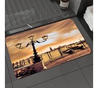 DALEXHM Tapis de Bain 60x100cm, antidérapant,Doux,Absorbant l'eau,en Microfibre,pour la Salle de Bain,Lavable en Machine,Lagune de Venise. Gondoles amarrées Place Saint-Marc sur Les Grands Canaux, la