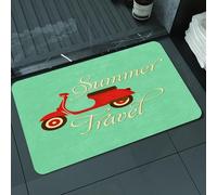DALEXHM Tapis de Bain 60x100cm, antidérapant,Doux,Absorbant l'eau,en Microfibre,pour la Salle de Bain,Lavable en Machine,Une Affiche de Voyage en Scooter de Style rétro pour l'été