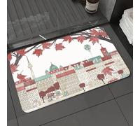 DALEXHM Tapis de Bain 60x100cm, antidérapant,Doux,Absorbant l'eau,en Microfibre,pour la Salle de Bain,Lavable en Machine,Bonjour l'automne à Berlin - Dessin coloré de la Ville dessiné à la Main, avec