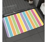 DALEXHM Tapis de Bain 60x100cm, antidérapant,Doux,Absorbant l'eau,en Microfibre,pour la Salle de Bain,Lavable en Machine,Portrait en Gros Plan coloré à Rayures Macaron