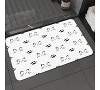 DALEXHM Tapis de Bain 60x100cm, antidérapant,Doux,Absorbant l'eau,en Microfibre,pour la Salle de Bain,Lavable en Machine,Art représentant la Silhouette d'un Chat Noir et Une Empreinte de Patte sur fo