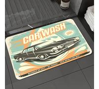DALEXHM Tapis de Bain 60x100cm, antidérapant,Doux,Absorbant l'eau,en Microfibre,pour la Salle de Bain,Lavable en Machine,Affiche de Lavage de Voiture de Style américain nostalgique, Service Automobil