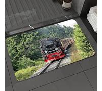 DALEXHM Tapis de Bain 60x100cm, antidérapant,Doux,Absorbant l'eau,en Microfibre,pour la Salle de Bain,Lavable en Machine,Train à Vapeur, Locomotive à Vapeur de l'ère Industrielle, Train Vintage, Chem