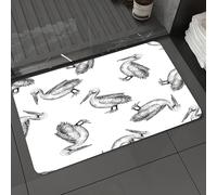 DALEXHM Tapis de Bain 60x100cm, antidérapant,Doux,Absorbant l'eau,en Microfibre,pour la Salle de Bain,Lavable en Machine,Motif Artistique de pélicans, Une série de pélicans complexes dessinés à l'enc